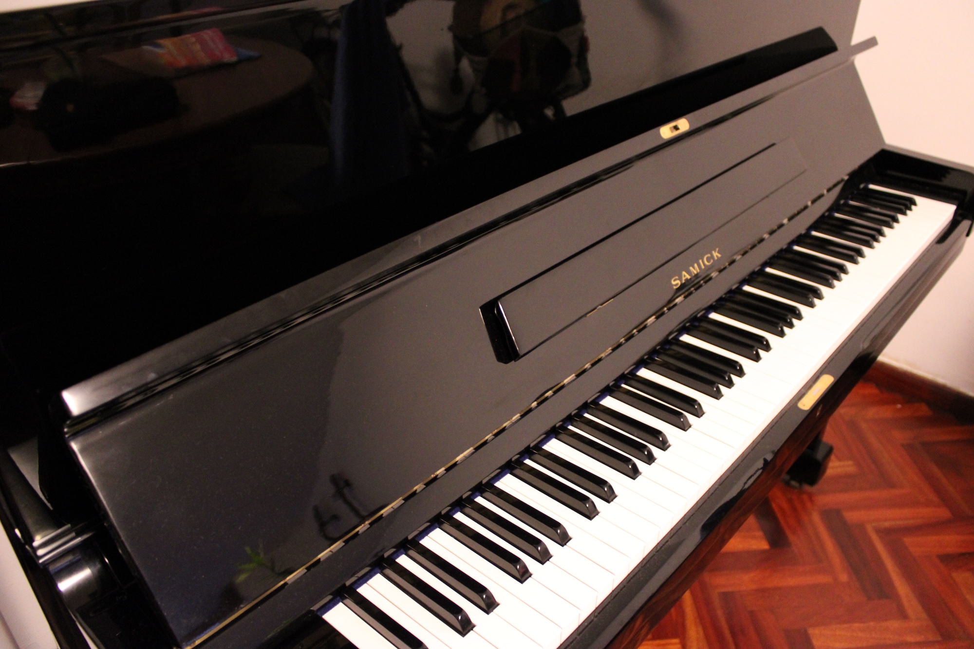 Interior piano Samick SU-118 revisado